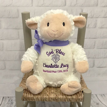 Personalised Embroidered Cubbies Christening Lamb Toy