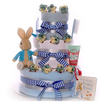 Peter Rabbit Blue Baby Boy's Nappy Cake