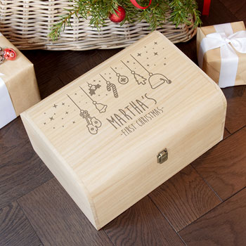 Personalised Baby's First Christmas Wooden Christmas Eve Box