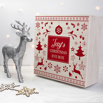 Personalised Festive Scandi Print Christmas Eve Box