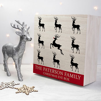 Personalised Wooden Reindeer Family Christmas Eve Box