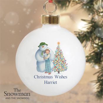 Personalised Snowman & Snowdog Christmas Tree Bauble