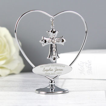 Personalised Silver Plated Crystocraft Cross Ornament