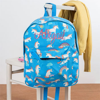 Personalised Girls Unicorn Backpack School Nursery Bag