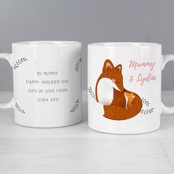 Personalised Mummy and Me Fox China Mug New Mum Gift