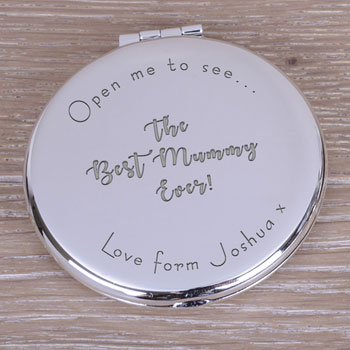Personalised Silver Plated Best Ever Mummy Compact Mirror