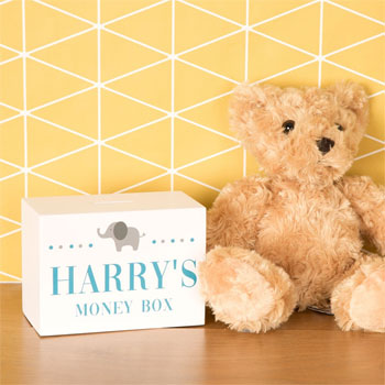 Little Boy's Personalised Elephant Wooden Money Box