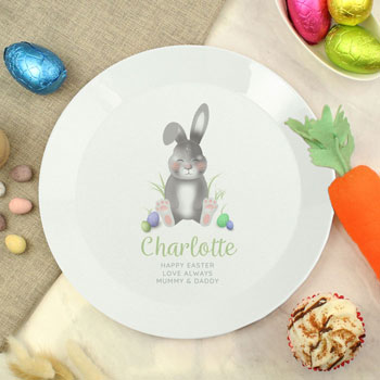 Toddler's Personalised Easter Bunny Plastic Drop-Proof Plate