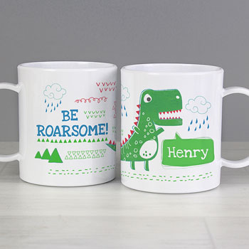 Boy's Personalised Be Roarsome Dinosaur Plastic Toddler Mug