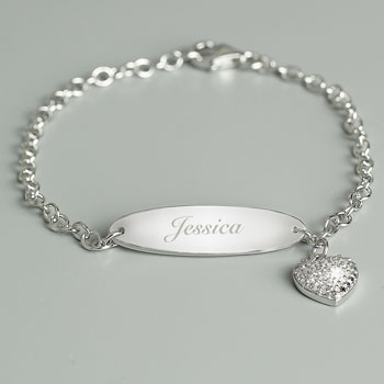 Girl's Personalised Silver and Cubic Zirconia Name Bracelet