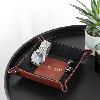 Personalised Luxury Brown Coin Tray