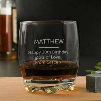 Men's Personalised Engraved Free Text Whisky Tumbler Glass