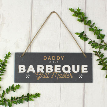 Men's Personalised Barbeque Grill Master Printed Slate Sign
