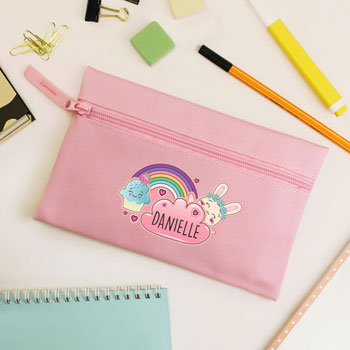 Personalised Girls Cute Bunny Pink Pencil Case