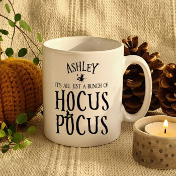 Personalised Kid's Halloween Hocus Pocus White China Mug