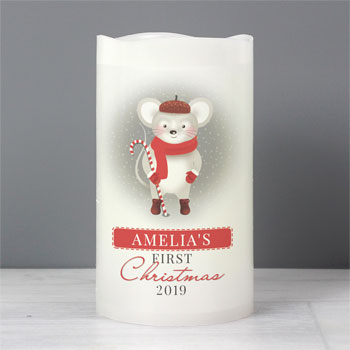 Personalised 1st Christmas Mouse Nightlight LED Baby Candle
