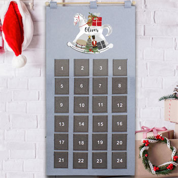 Personalised Fabric Rocking Horse Pocket Advent Calendar
