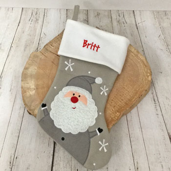 Personalised Silver Santa Deluxe Christmas Stocking