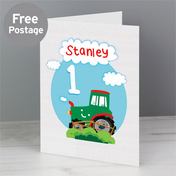 Personalised Boy's Tractor Birthday Card