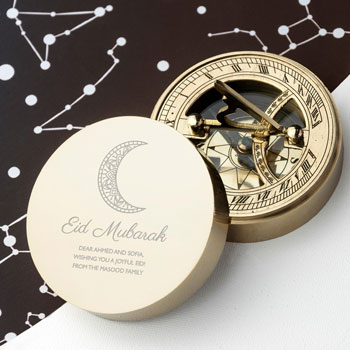 Personalised Eid Mubarak Gift Brass Sundial Compass