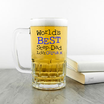 Personalised World's Best Step-Dad 1 Pint Beer Tankard