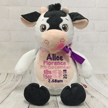 Personalised Cubbies Cow Baby Toy For Boy or Girl