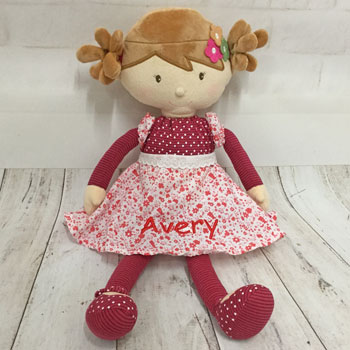 Scarlett Personalised Fair Trade Dolly In Red Dress