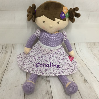 Iris Personalised Fair Trade Doll In Purple Dress
