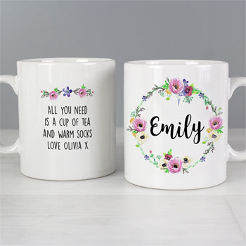 Personalised Ceramic Floral Ladies Mug