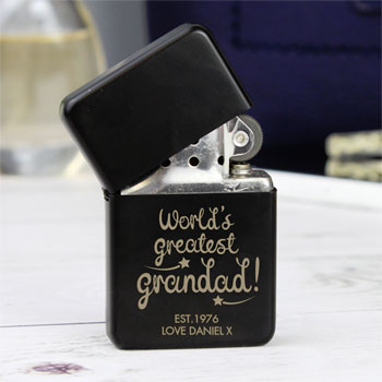 Personalised World's Greatest Grandad Black Lighter
