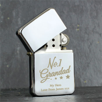 Personalised No.1 Grandad Silver Lighter Grandad Gift