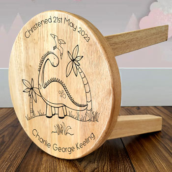 Personalised Engraved Dinosaur Wooden Stool