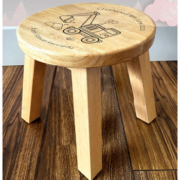 Personalised Engraved Digger Children's Wooden Stool