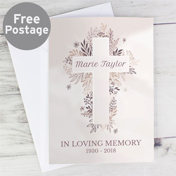 Personalised Floral Cross Bereavement Card