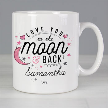 Personalised To The Moon & Back Pink Ceramic Women's Mug