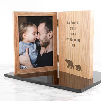 Engraved Father's Day Bear Book Style 5x7 Inch Photo Frame