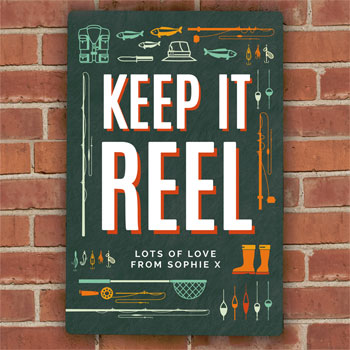 Personalised Keep It Reel Metal Fishing Sign