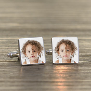 Silver Plated Personalised Photo Cufflinks
