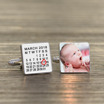 Personalised New Daddy Calendar Photo Cufflinks