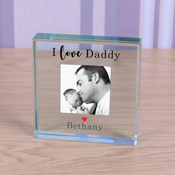 Large Personalised Glass Photo Daddy Token