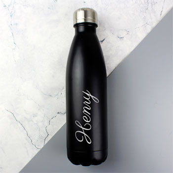 Personalised Black Stainless Steel Insulated Drinks Bottle