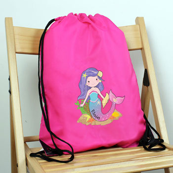 Girl's Waterproof Personalised Mermaid Pink Swim Bag