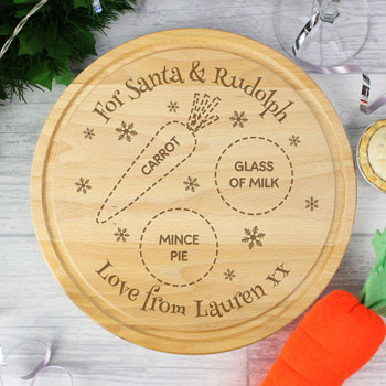 Personalised Wooden Christmas Eve Round Santa's Treats Board