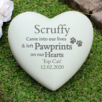 Personalised Pet Pawprints Heart Memorial Ornament