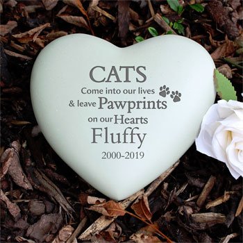 Personalised Cat Pawprints Heart Memorial Ornament