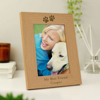 Personalised Paw Prints 7x5 Inch Wooden Pet Photo Frame