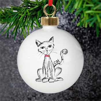 Personalised Ceramic Cat Christmas Tree Bauble
