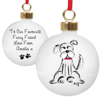 Personalised Ceramic Dog Christmas Tree Bauble