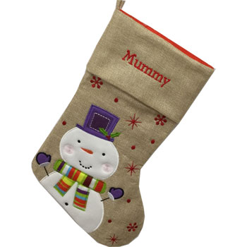 Personalised Hessian Snowman Christmas Stocking