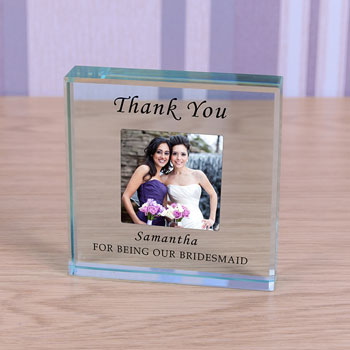 Large Personalised Glass Bridesmaid Photo Thank You Token